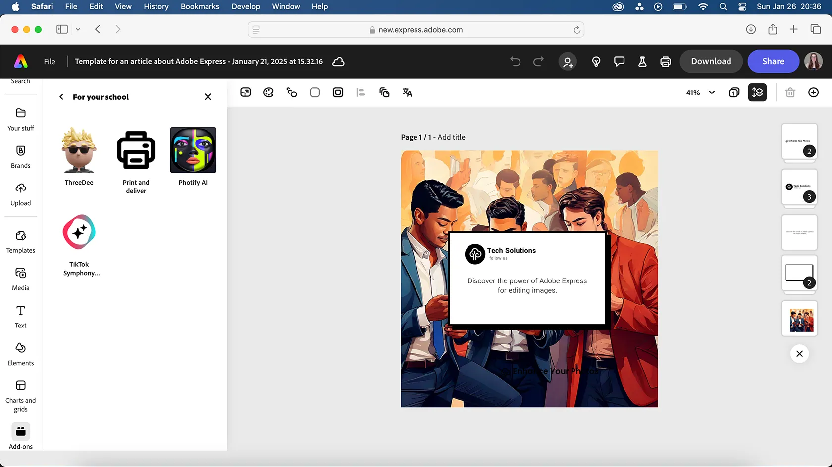 Add-Ons trên gói Adobe Express Giáo dục