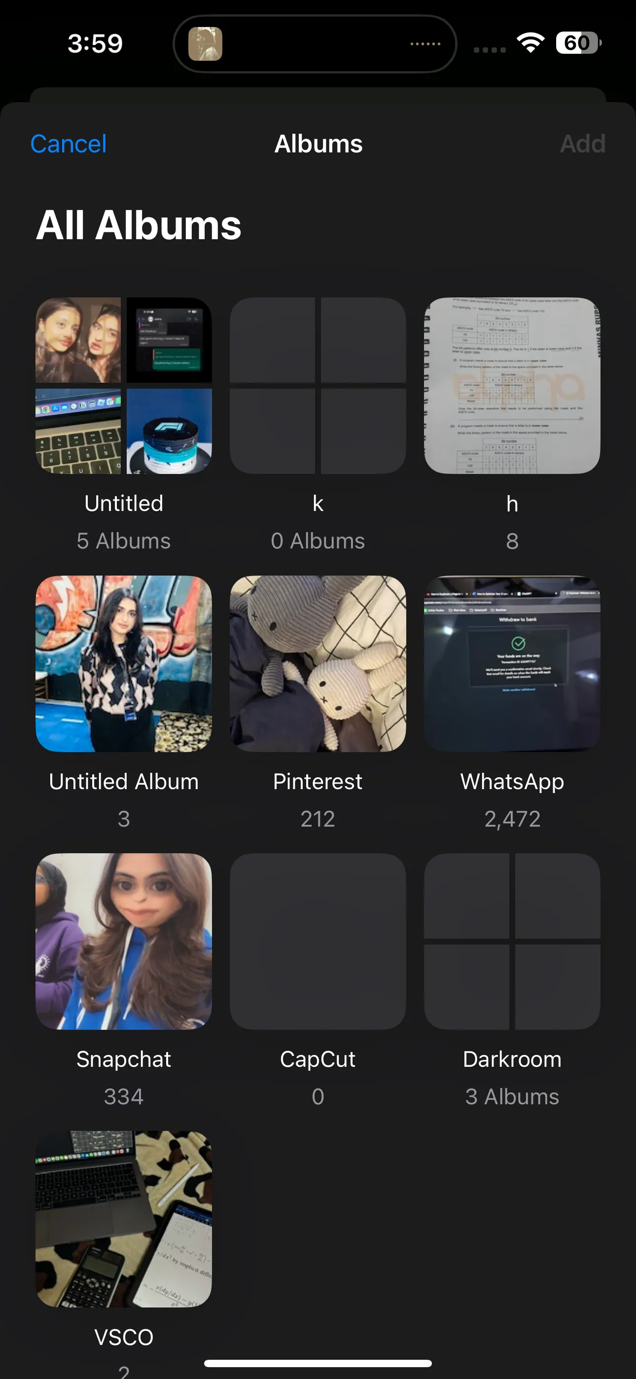 All Albums listed in the Photos app