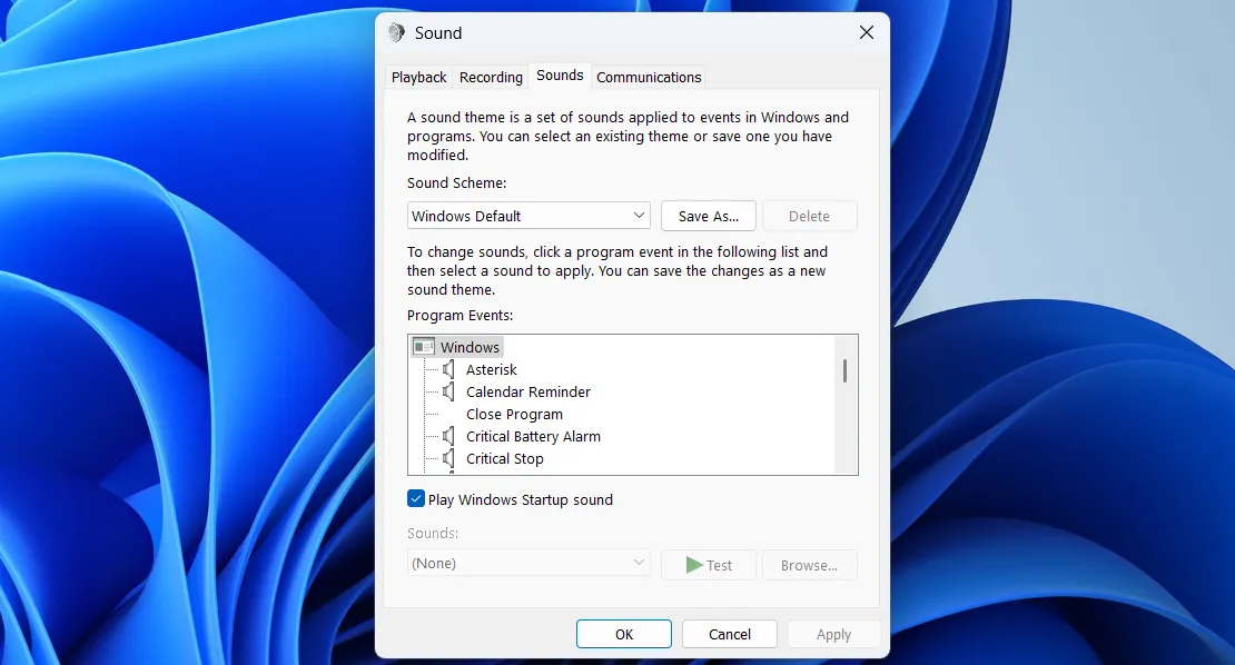 Bảng điều khiển cài đặt âm thanh Sound Settings quen thuộc trên Windows 11