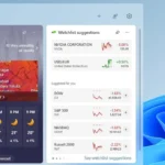 Bảng widget Windows 11 hiển thị widget thời tiết với dự báo chi tiết