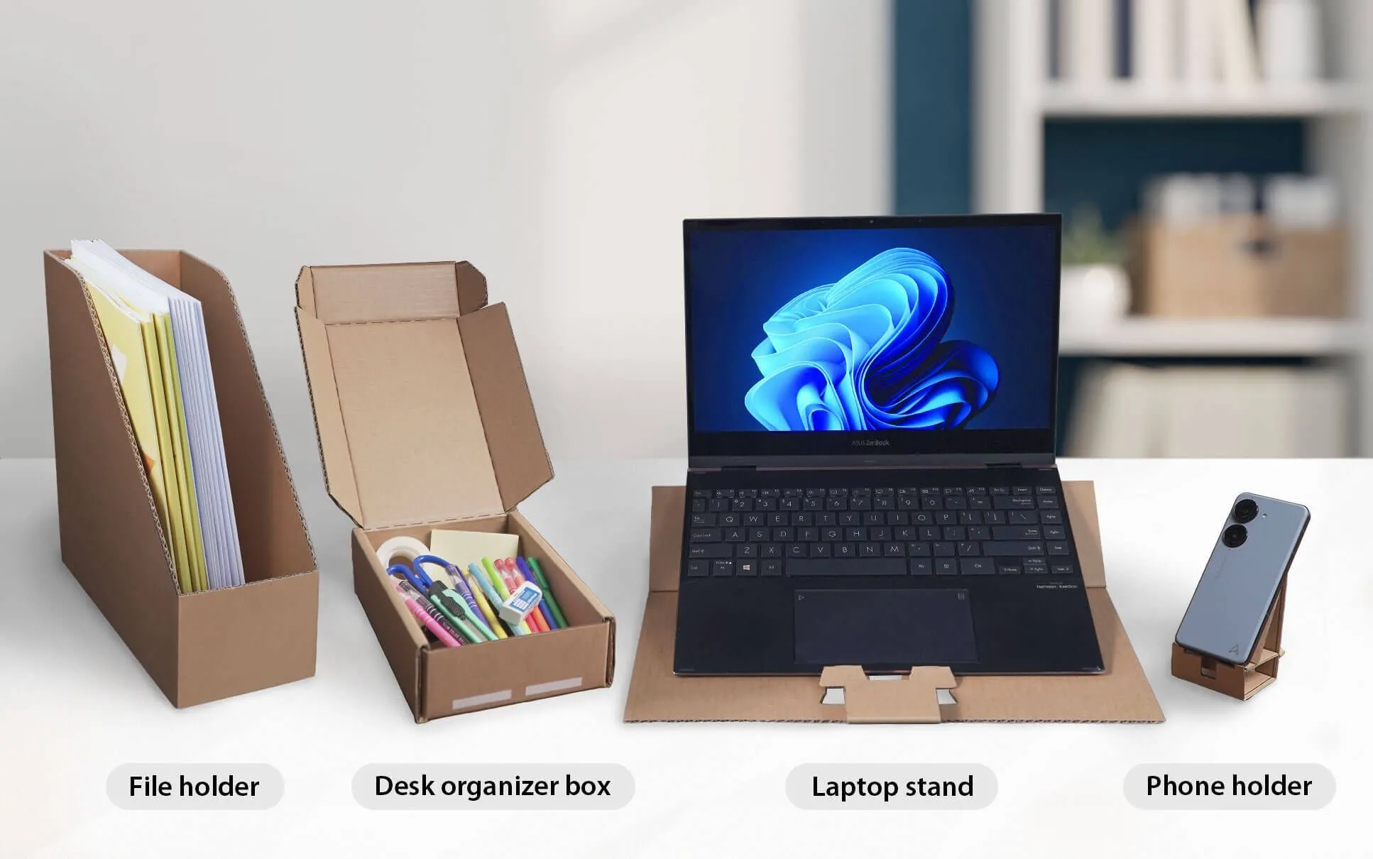 Bao bì màn hình Asus VU có thể tái sử dụng thành phụ kiện bàn làm việc