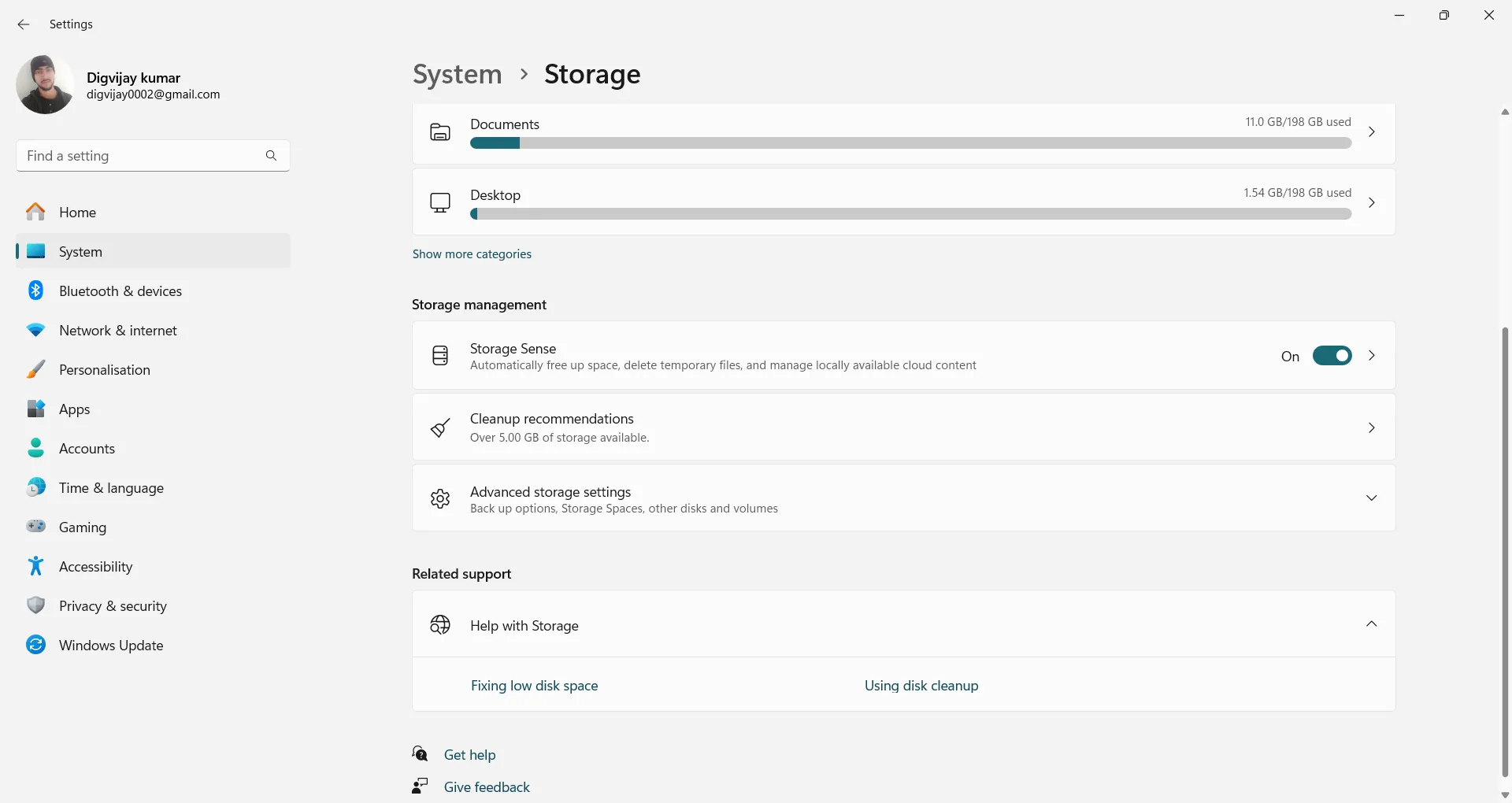 Bật tính năng Storage Sense trong Windows 11 để quản lý không gian lưu trữ