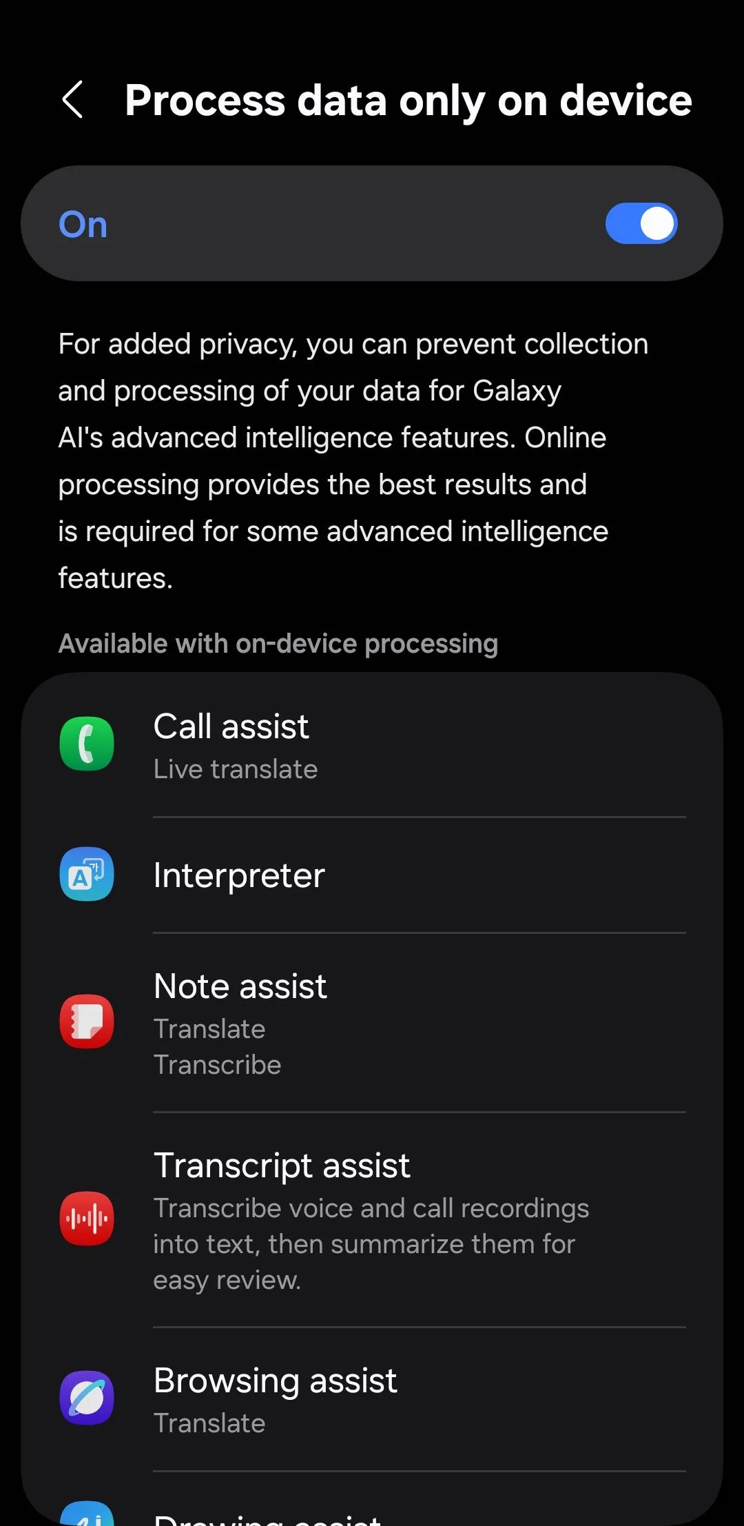 Bật xử lý trên thiết bị cho Galaxy AI
