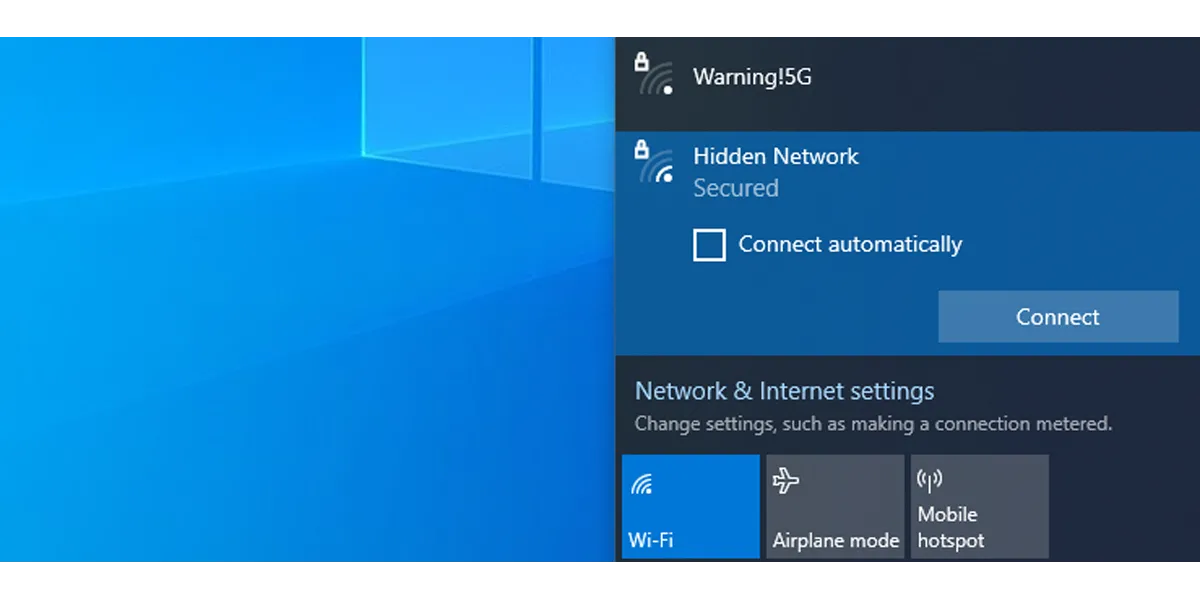 Bỏ chọn &quot;Connect automatically&quot; trong cài đặt Wi-Fi trên Windows để ngăn kết nối tự động.