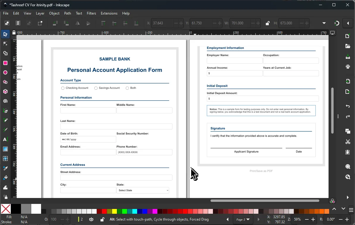 Bố cục chỉnh sửa PDF của Inkscape