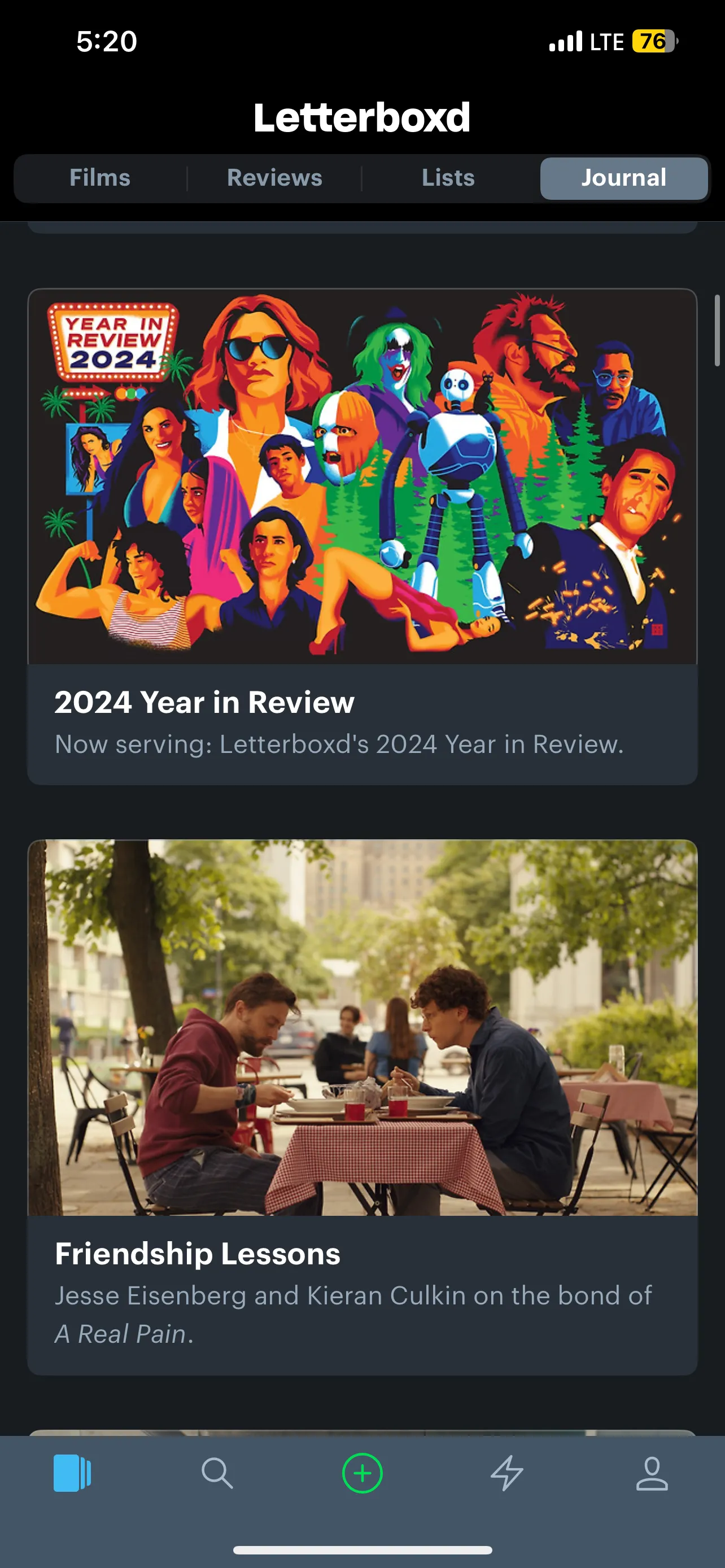 Các bài viết trên Tạp chí Letterboxd, bao gồm Tổng kết năm 2024