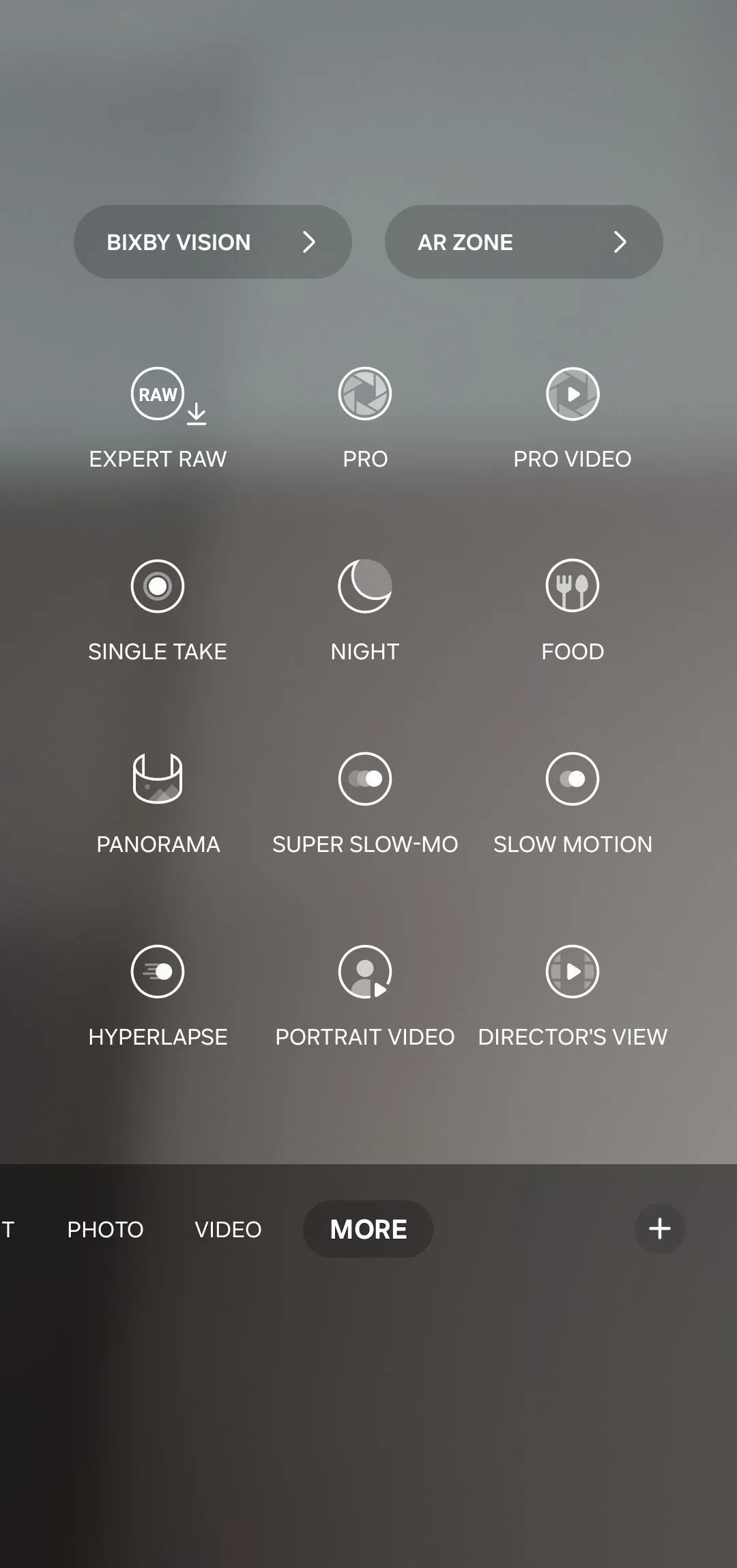 Các chế độ chụp khác trong ứng dụng Camera Samsung, bao gồm Director's View.