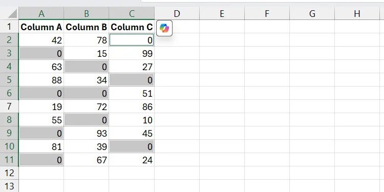 Các ô trống trong Excel đã được điền tự động bằng một giá trị nhất định, sử dụng tính năng Go to Special để tối ưu hóa quá trình nhập liệu.
