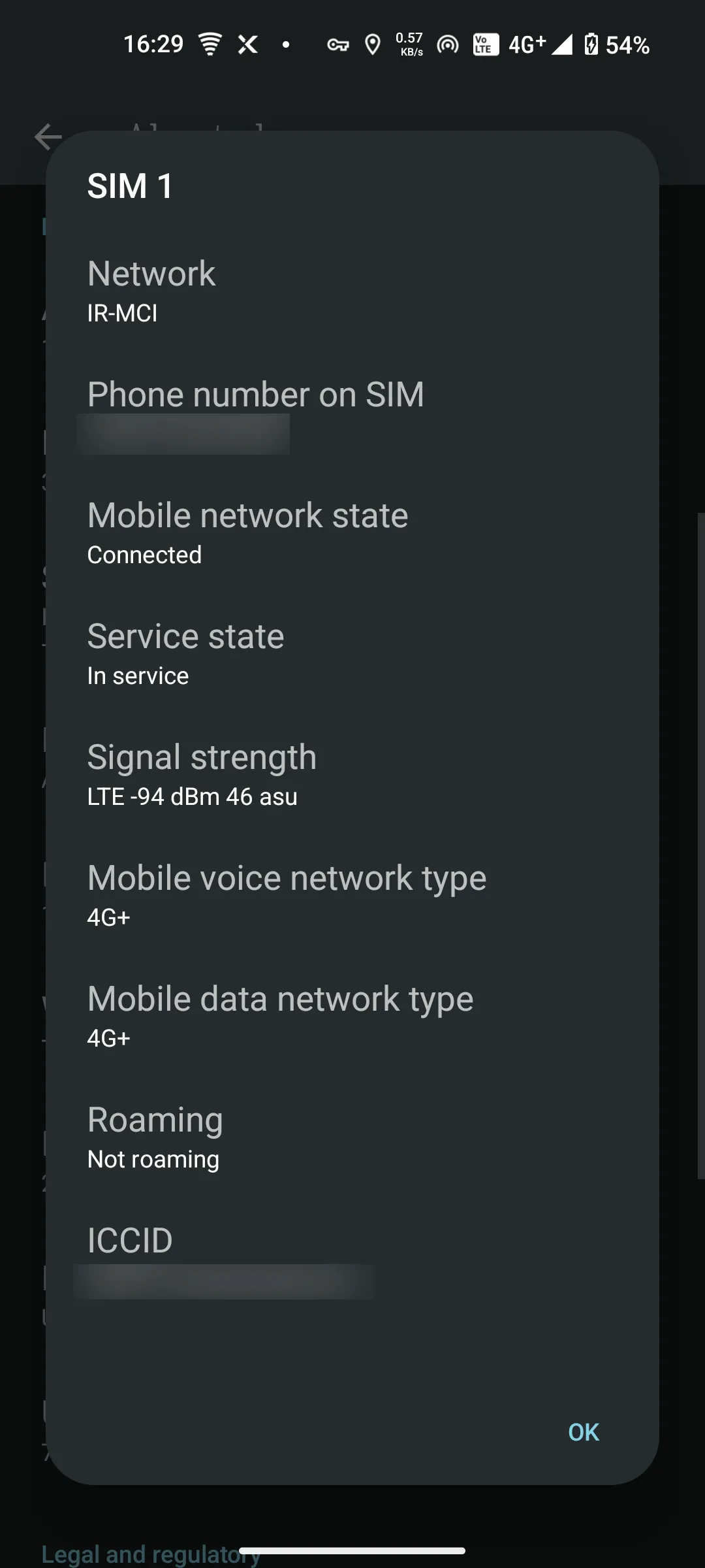 Các số liệu đo tín hiệu trên Nothing Phone cho thấy cường độ sóng và chất lượng kết nối