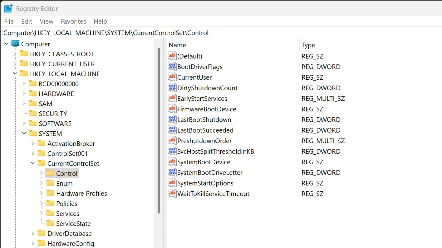 Các tham số điều khiển liên quan đến lưu trữ trong Windows Registry Editor.