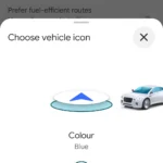 Các tùy chọn biểu tượng xe và màu sắc mới trong Google Maps