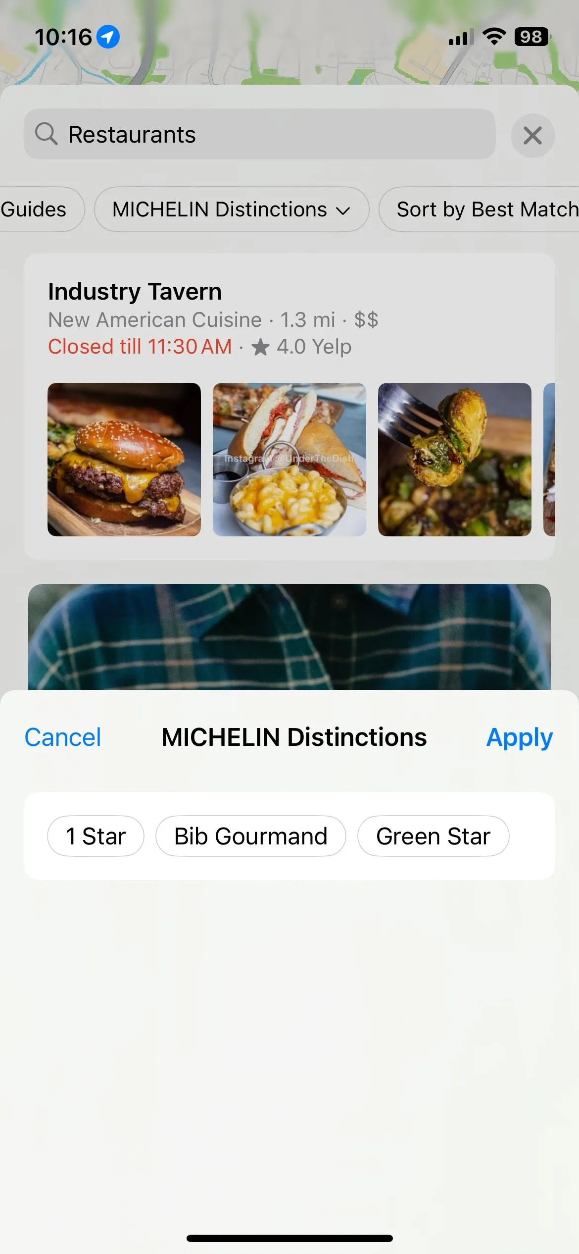 Các tùy chọn bộ lọc Michelin Distinctions cho nhà hàng trên Apple Maps