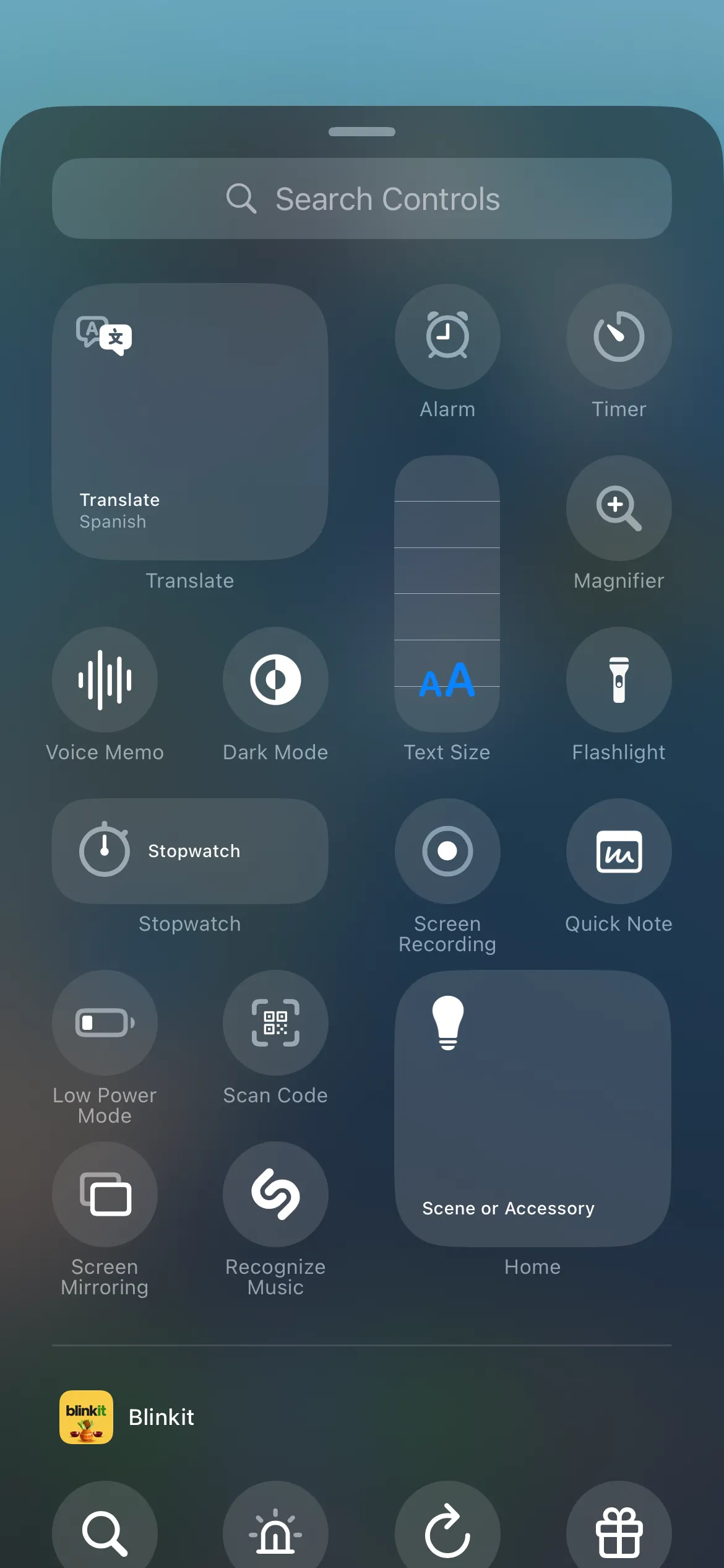 Các tùy chọn điều khiển có sẵn để thêm vào Trung tâm điều khiển của iPhone