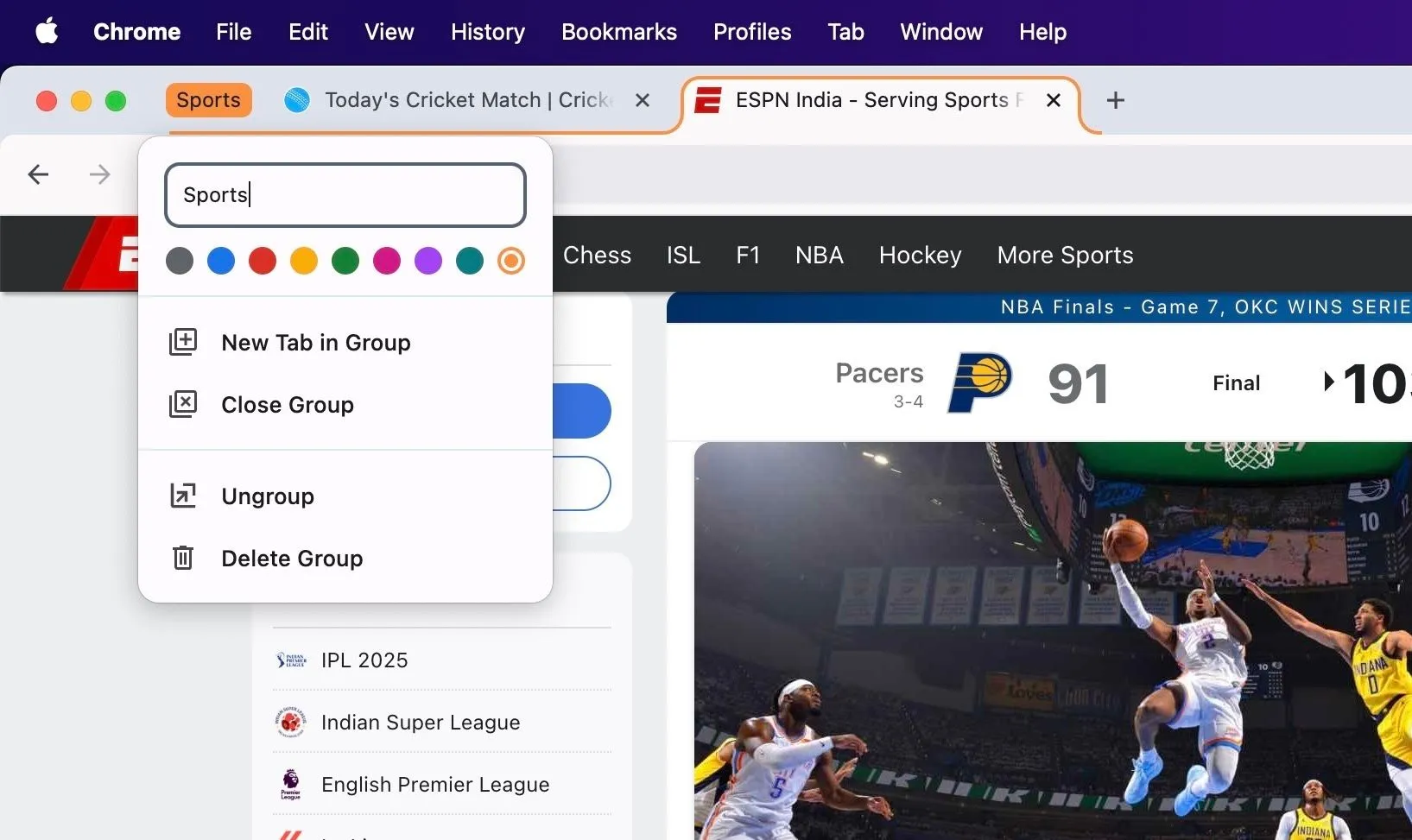 Các tùy chọn quản lý Nhóm Tab Chrome trên máy Mac: Đóng nhóm, bỏ nhóm, di chuyển tab