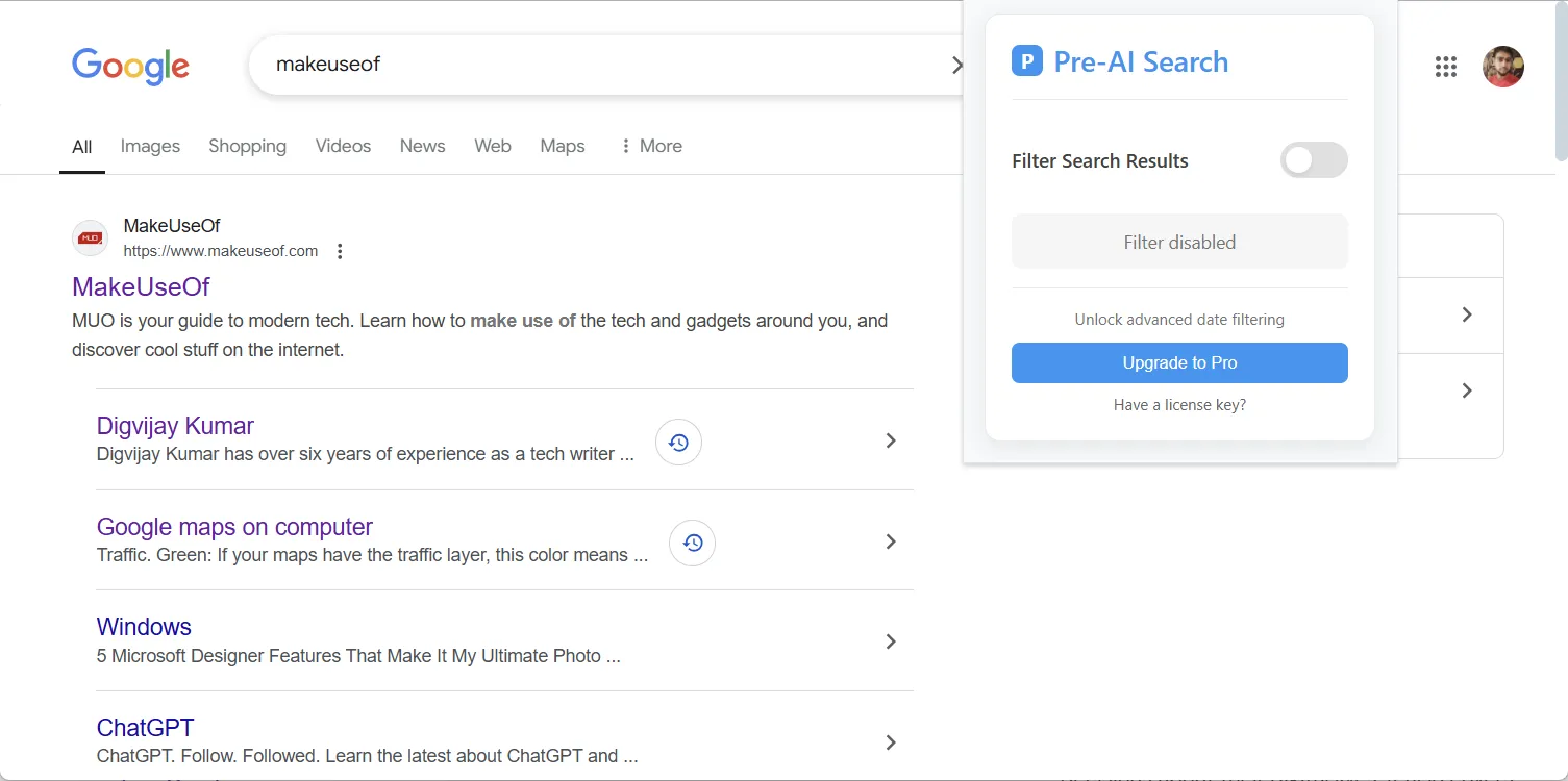 Cách tắt Pre-AI Search để xem kết quả tìm kiếm gần đây