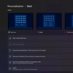 Cài đặt bố cục Start Menu Windows 11 với các tùy chọn hiển thị ứng dụng được ghim và đề xuất