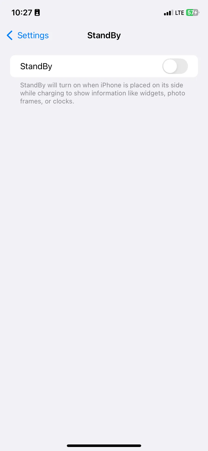 Cài đặt Chế độ Chờ (StandBy) trên iPhone đã được tắt