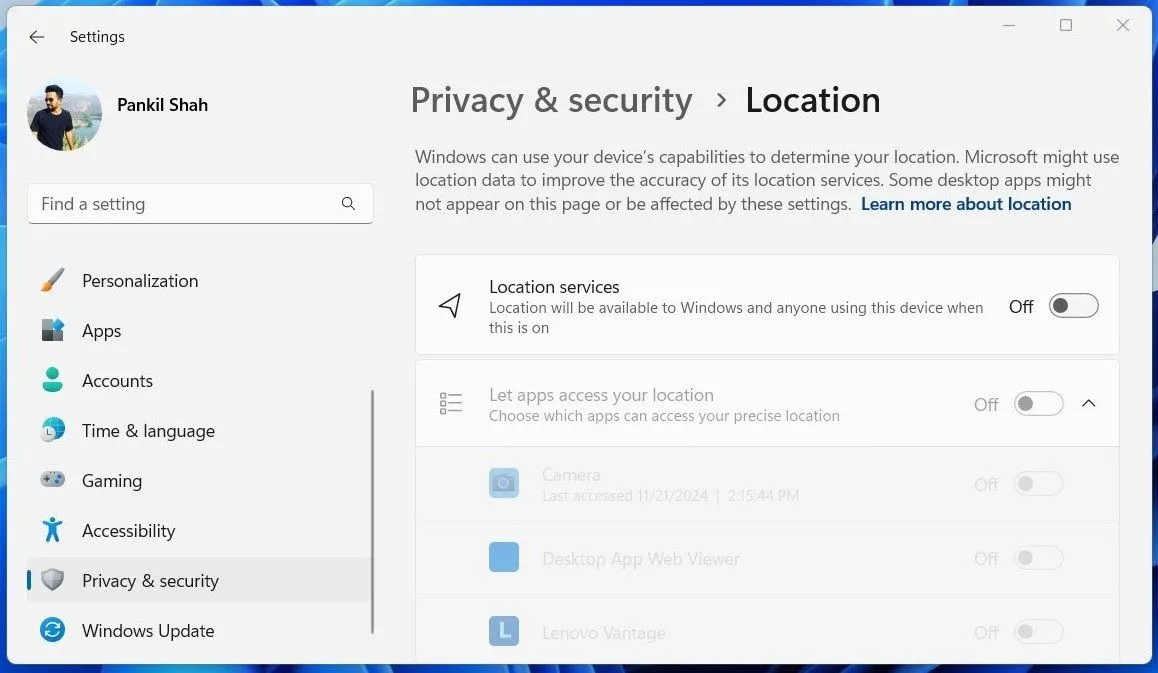 Cài đặt dịch vụ định vị trong Windows 11 giúp ứng dụng truy cập vị trí địa lý