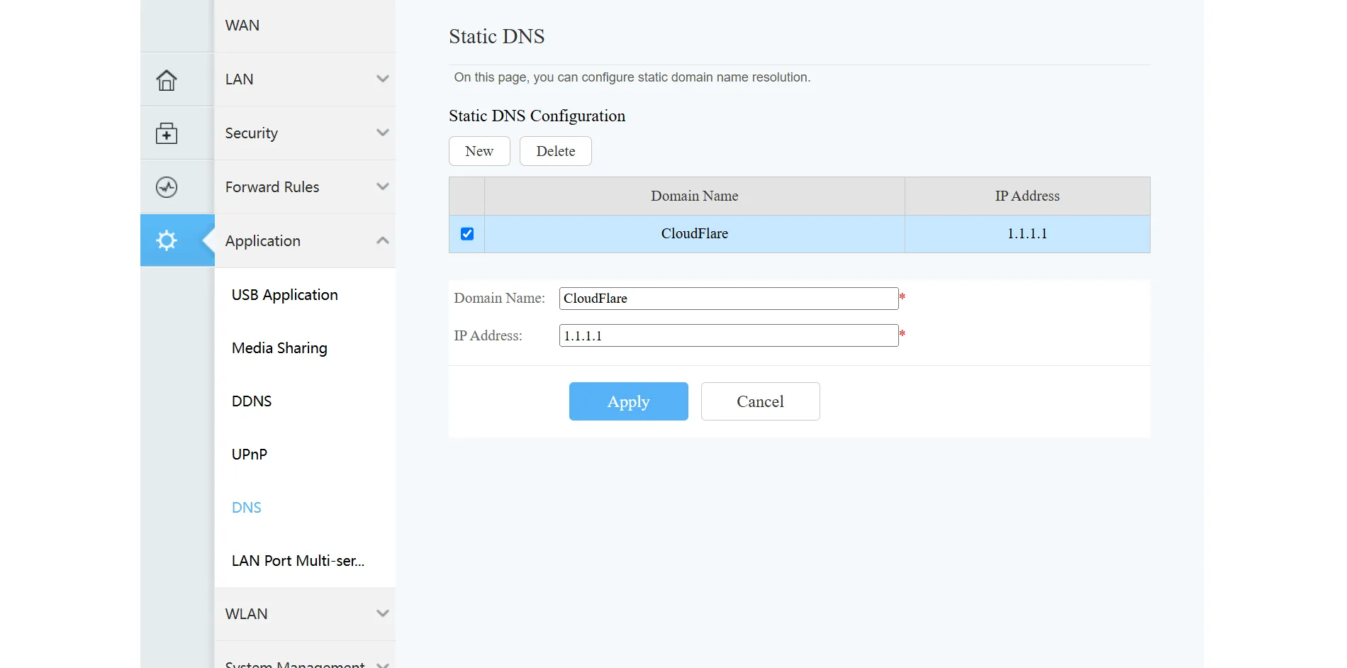 Cài đặt DNS Cloudflare 1.1.1.1 trên giao diện quản lý router để cải thiện tốc độ tải trang