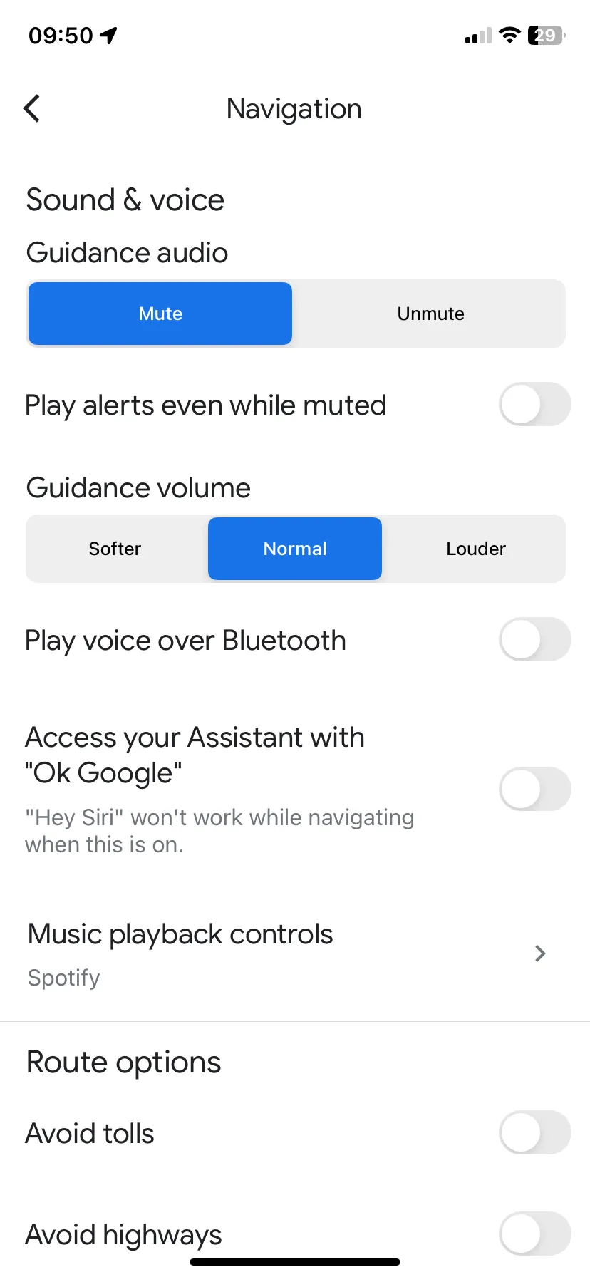 Cài đặt Google Maps trên iOS hiển thị tùy chọn Điều hướng và Điều khiển phát nhạc