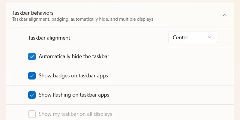 Cài đặt hành vi thanh Taskbar trên Windows 11 để tự động ẩn