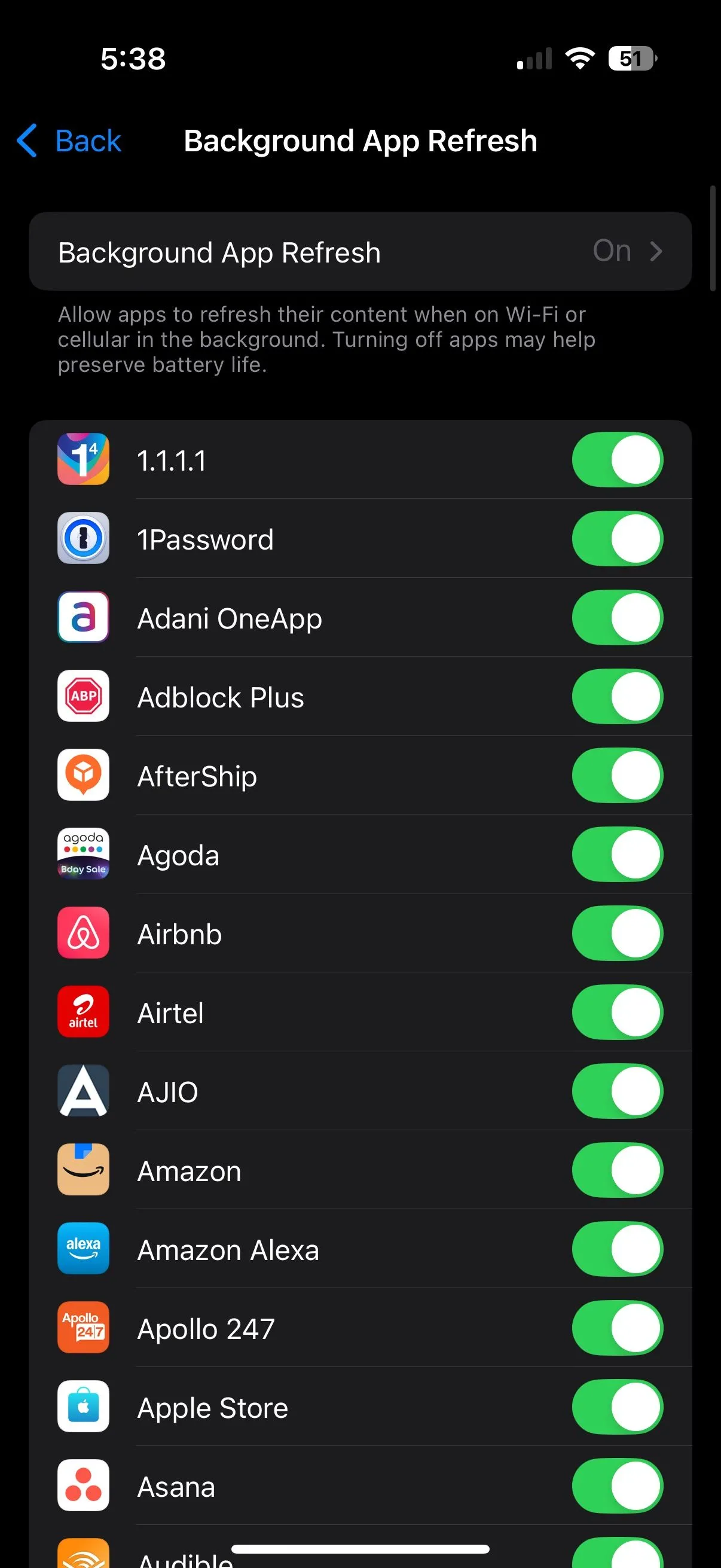 Cài đặt làm mới ứng dụng trong nền trên iOS