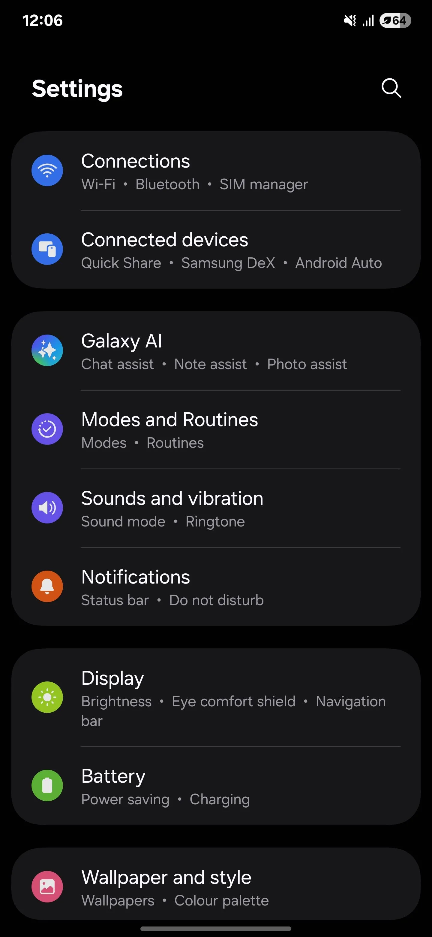 Cài đặt menu trên Samsung S25 Ultra