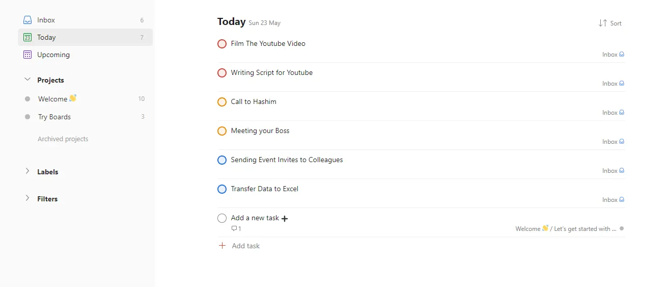 Cài đặt mức độ ưu tiên nhiệm vụ trong ứng dụng Todoist