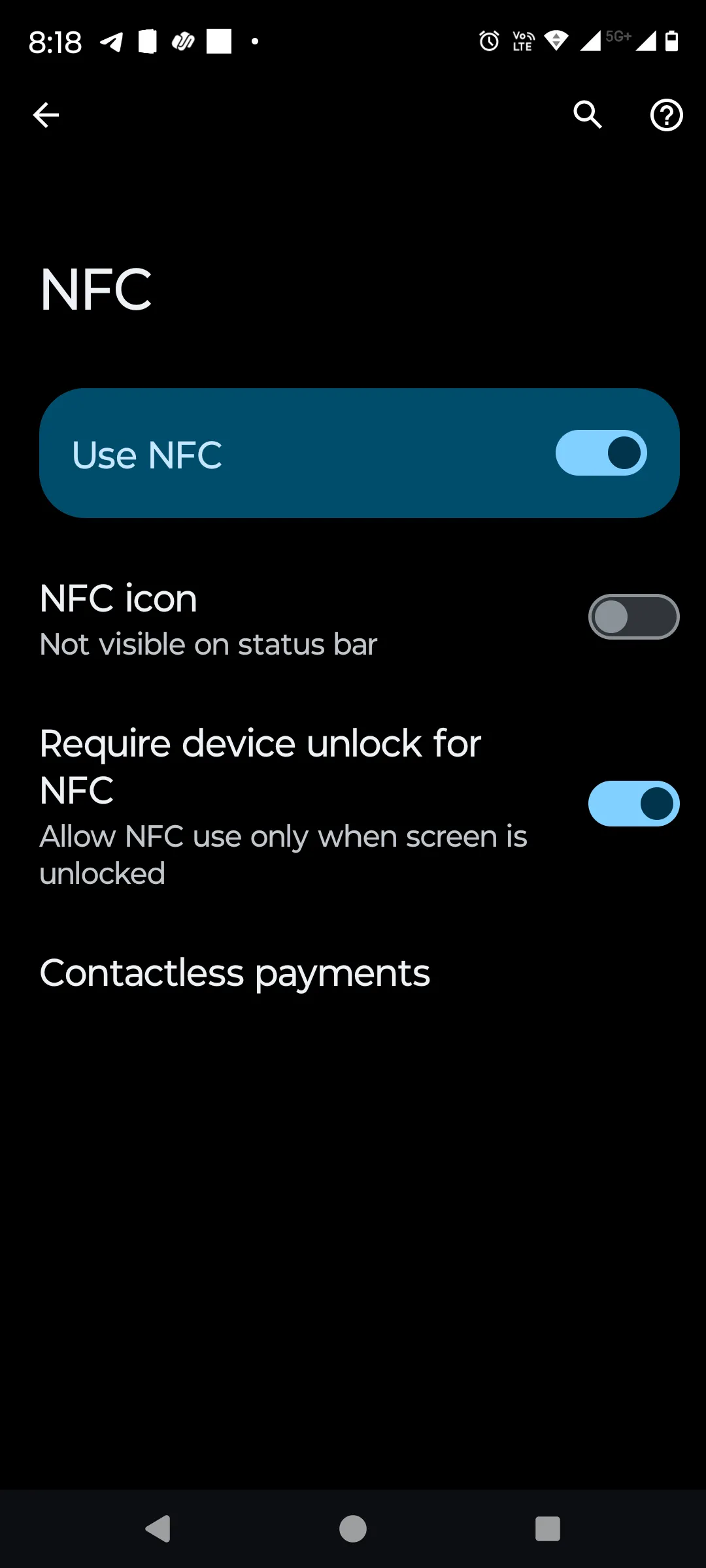 Cài đặt NFC trên Android, bật yêu cầu mở khóa thiết bị