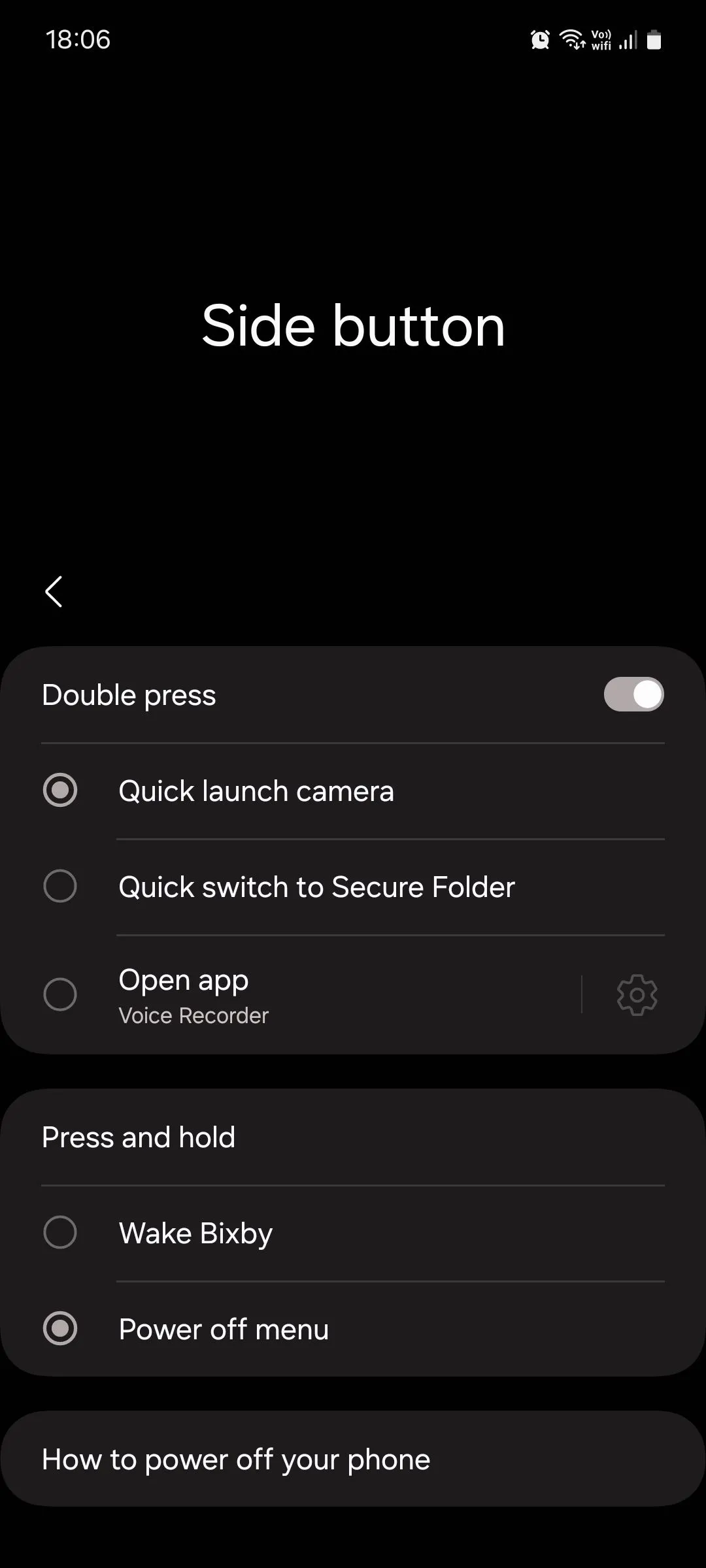 Cài đặt Nút cạnh trong Samsung One UI để chọn menu tắt nguồn