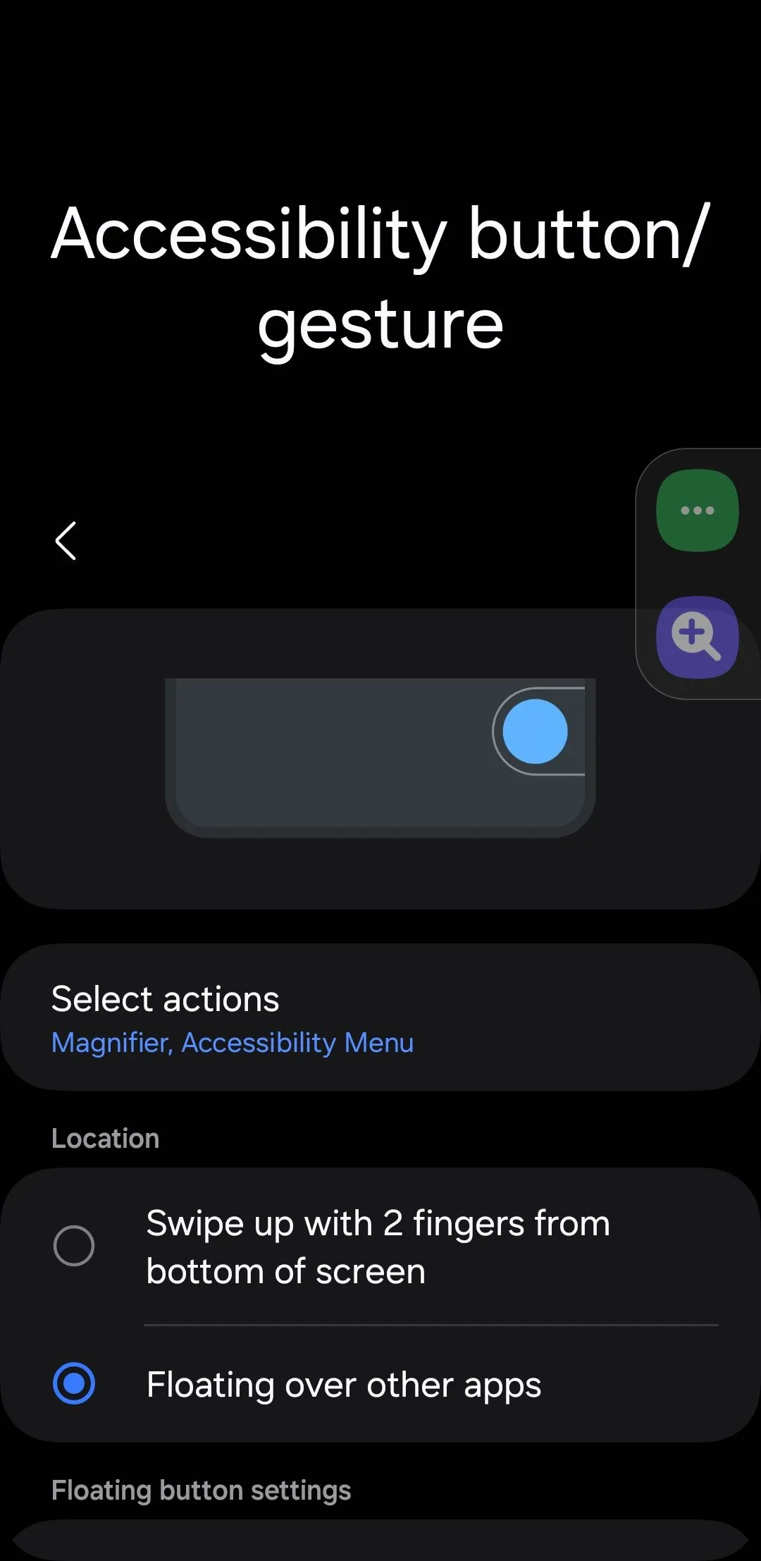 Cài đặt nút trợ năng cho phép bật menu trợ năng nổi trên Android