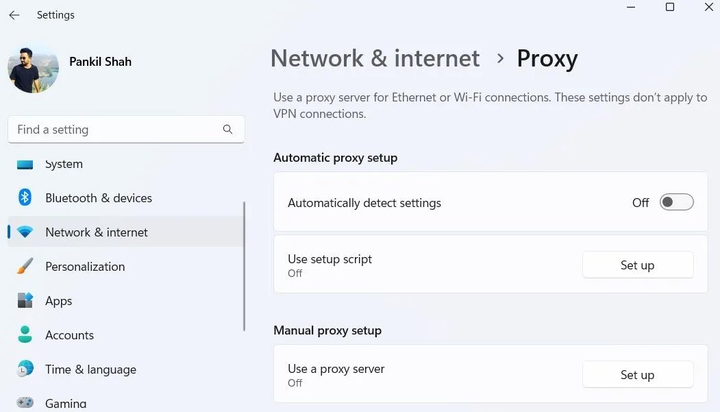 Cài đặt proxy tự động trong Windows 11 đã được tắt để cải thiện tốc độ tải trang trên Chrome