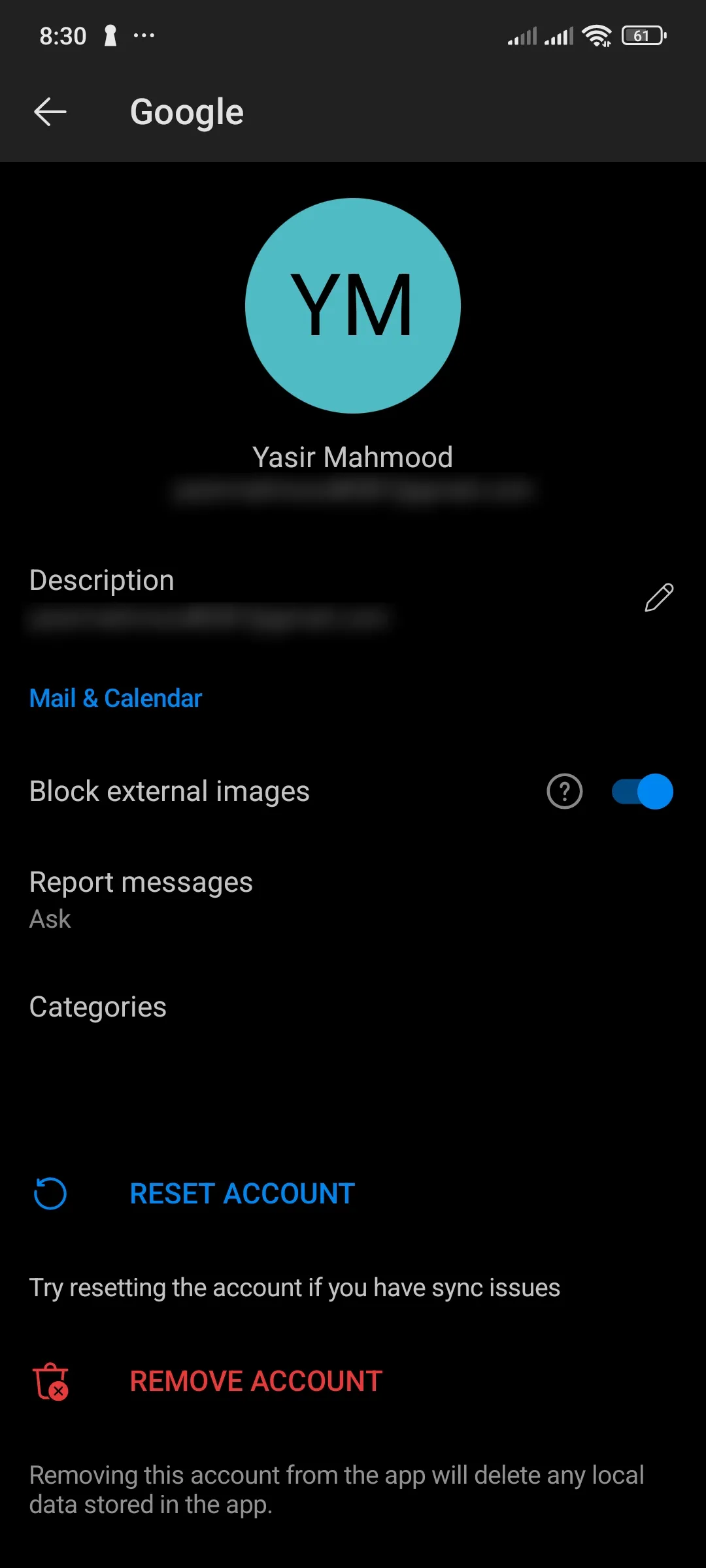 Cài đặt tài khoản Outlook trên Android với tùy chọn chặn hình ảnh bên ngoài