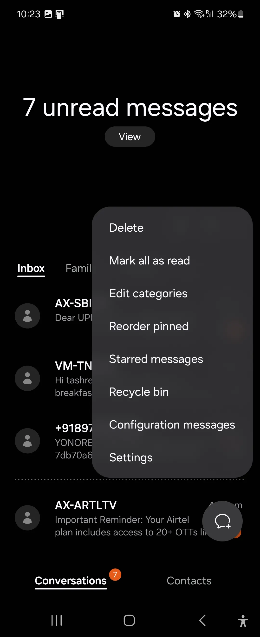 Cài đặt thêm của Samsung Messages