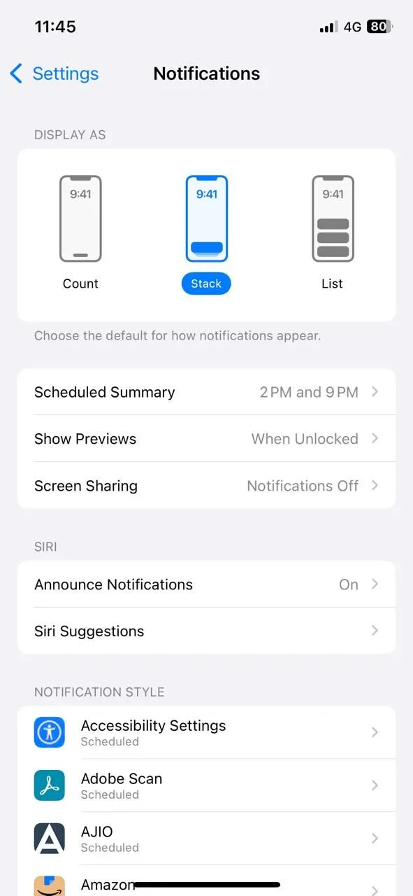 Cài đặt thông báo trên iPhone, hiển thị tùy chọn Hiển thị Bản xem trước