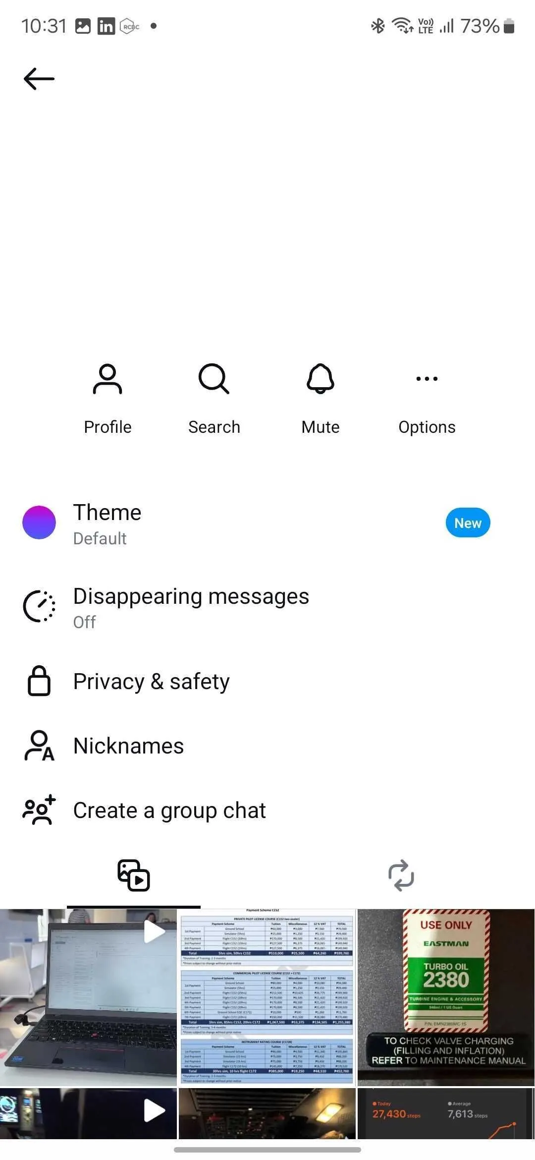 Cài đặt tin nhắn trực tiếp Instagram với tùy chọn Quyền riêng tư &amp; Bảo mật được chọn