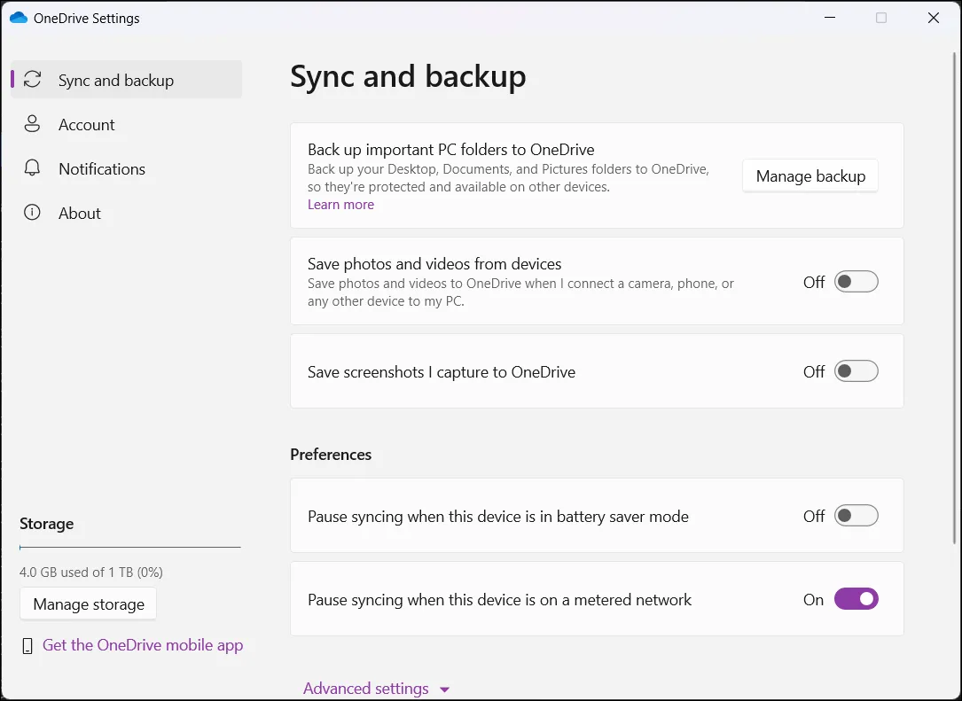 Cài đặt ứng dụng OneDrive trong Windows 11, minh họa khả năng tích hợp lưu trữ đám mây.