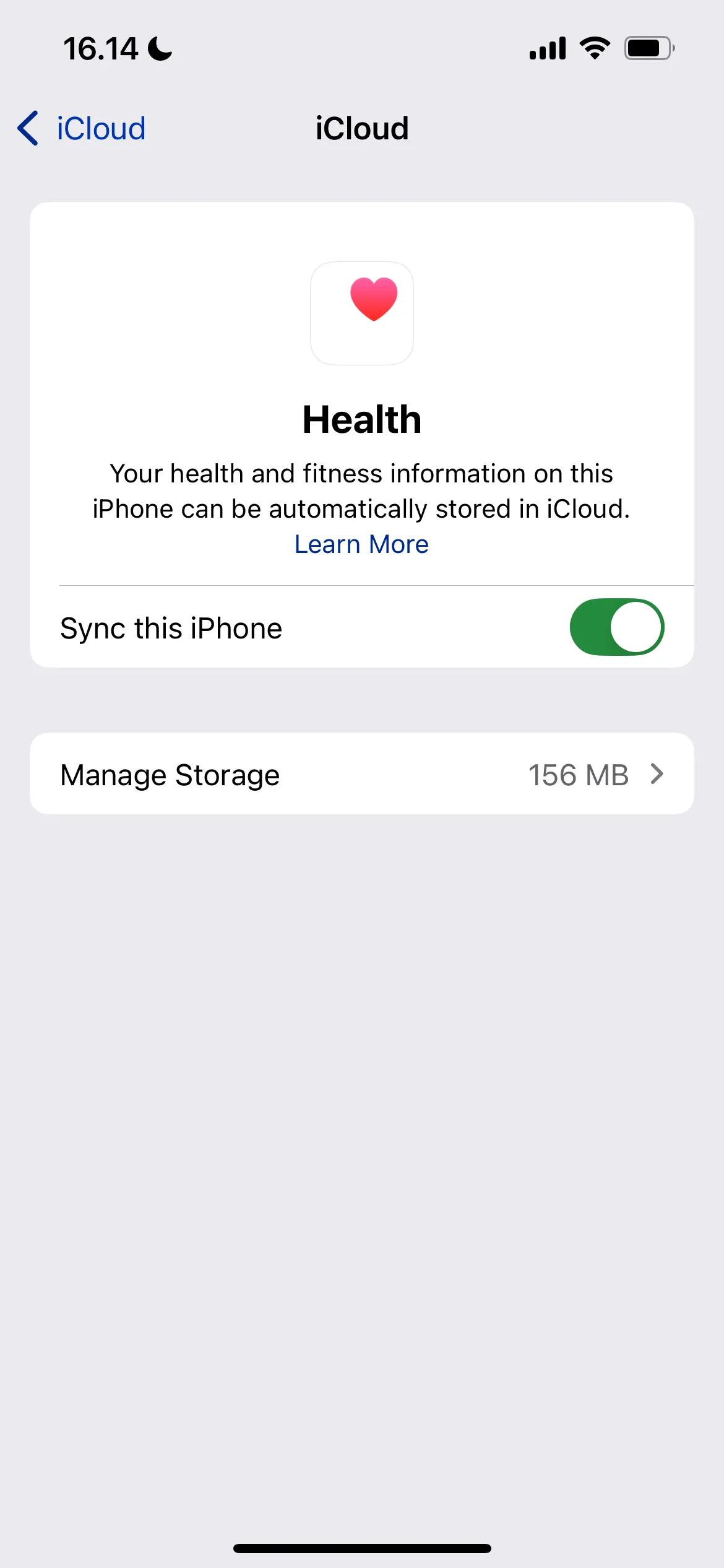 Cài đặt ứng dụng Sức khỏe trong phần iCloud trên ứng dụng Cài đặt iOS