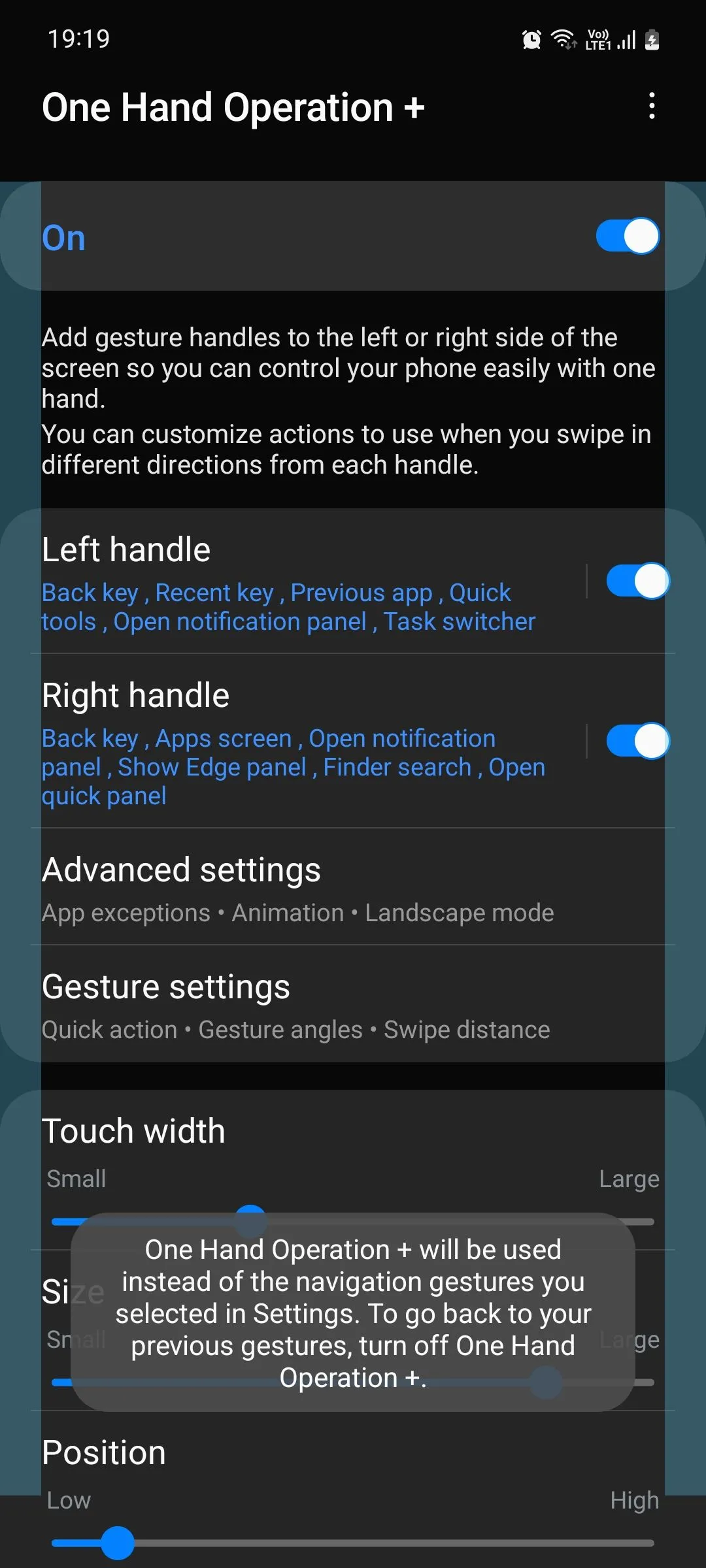 Cài đặt vùng điều khiển cử chỉ vuốt trên Samsung Good Lock One Hand Operation+