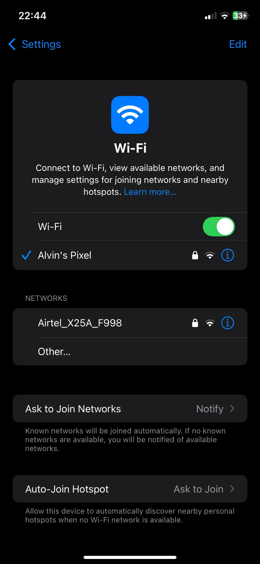 Cài đặt Wi-Fi trên iOS với tùy chọn &quot;Low Data Mode&quot; để tiết kiệm dữ liệu khi kết nối hotspot