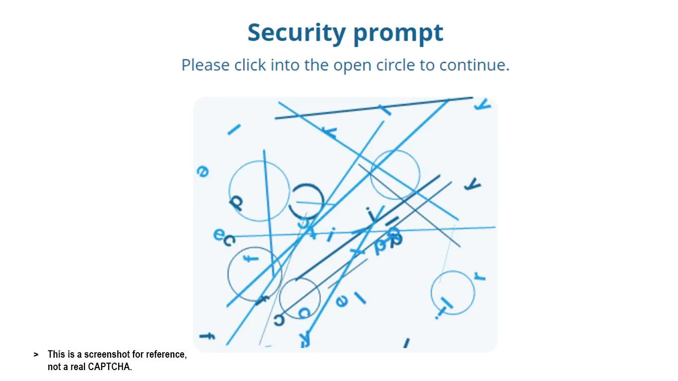 CAPTCHA hình học với các đường thẳng và vòng tròn, mục tiêu là tìm vòng tròn hở