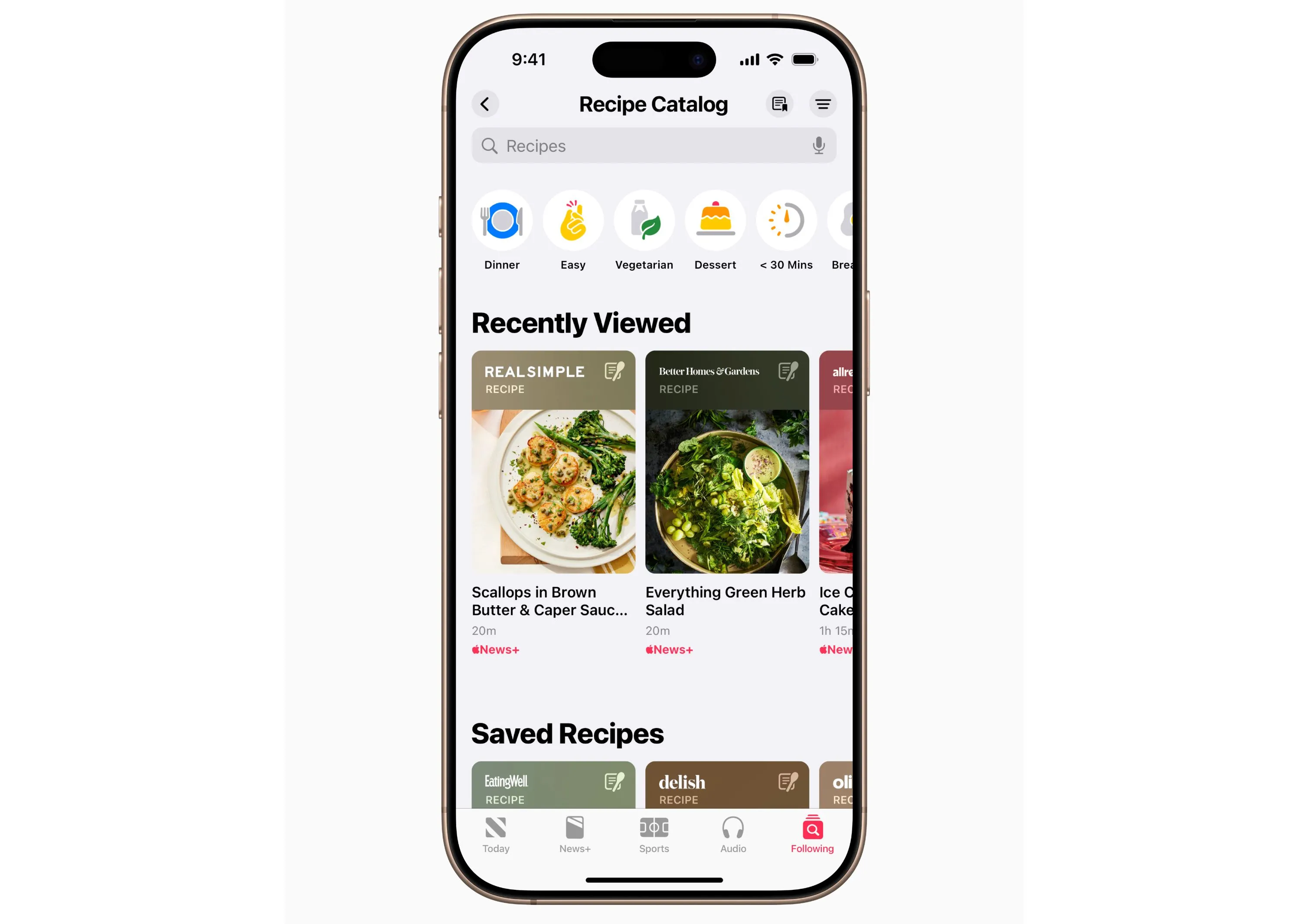 Catalog các công thức của Apple News+ Food