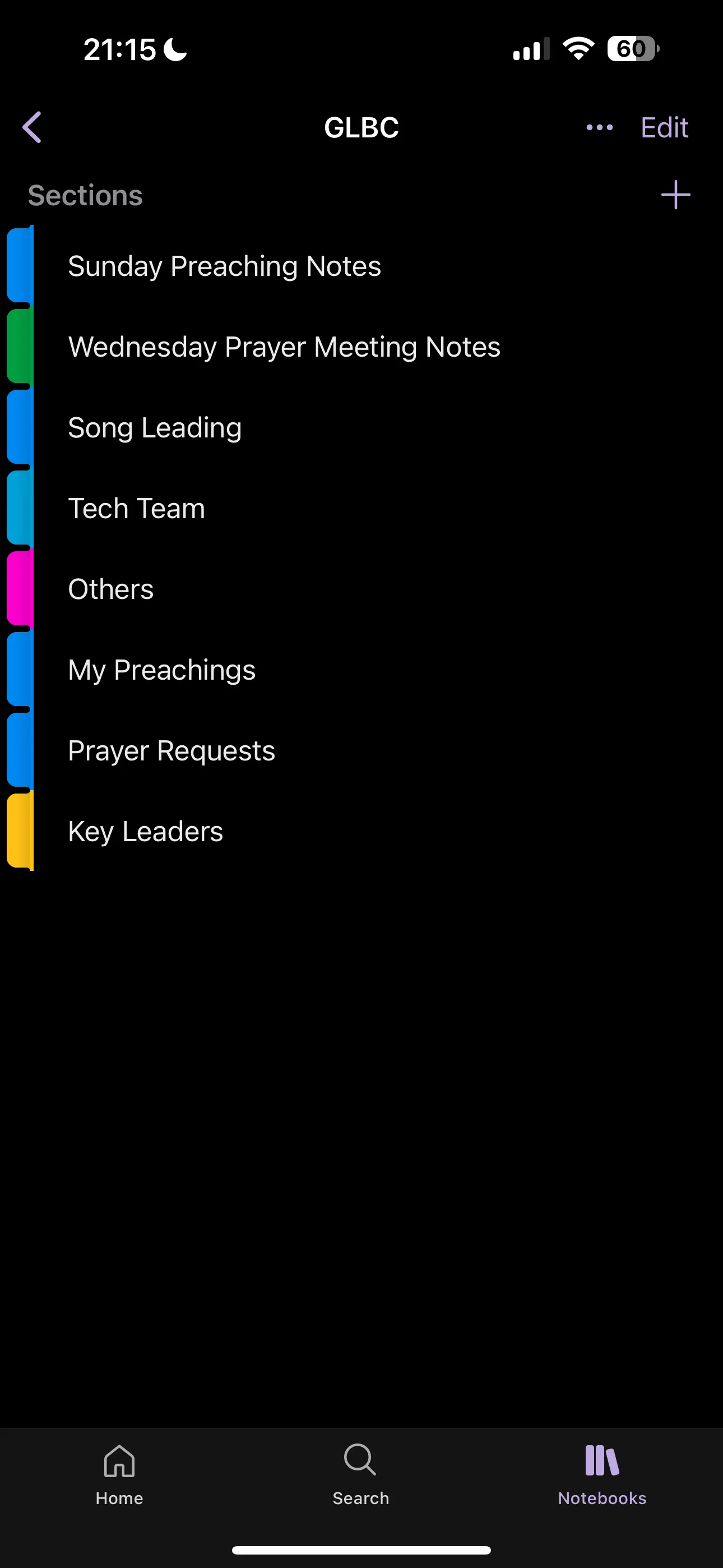 Cấu trúc các chương và phần trong một sổ tay OneNote của Microsoft