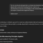ChatGPT tạo cấu trúc khóa học microlearning về hóa học thực phẩm