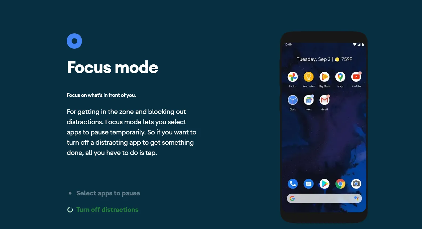 Chế độ Tập trung (Focus Mode) trên điện thoại Android giúp hạn chế xao nhãng kỹ thuật số