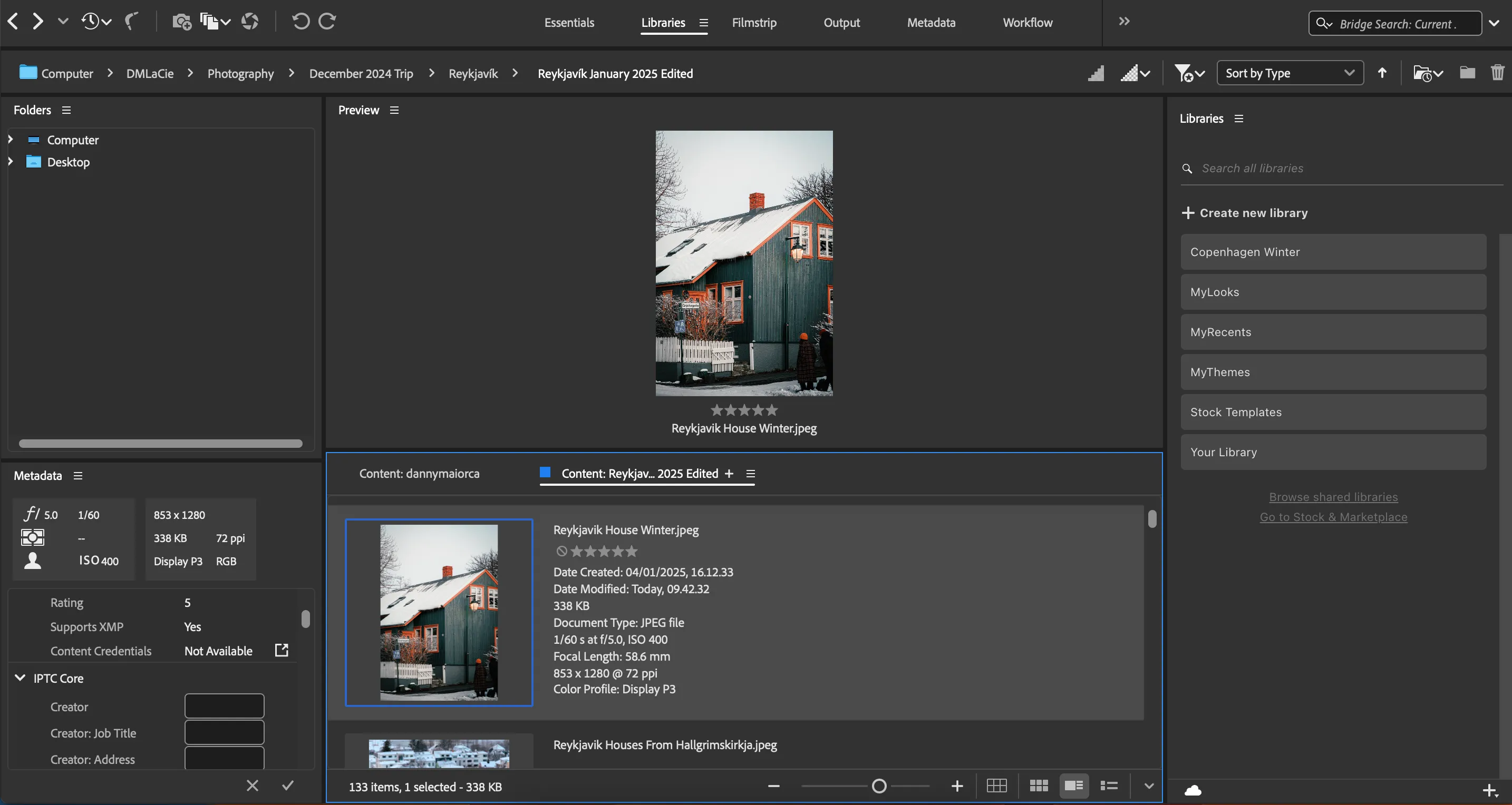 Chỉnh sửa kích thước của các hình thu nhỏ khác nhau trong Adobe Bridge để tùy chỉnh giao diện