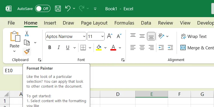 Chọn công cụ Cọ Định Dạng (Format Painter) trong Excel để sao chép định dạng.