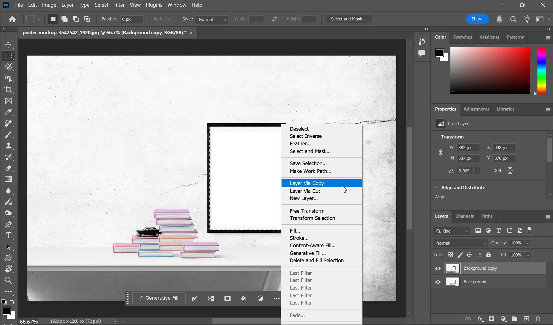 Chọn vùng ảnh nền trong Photoshop để tạo khung cho hiệu ứng pop-out