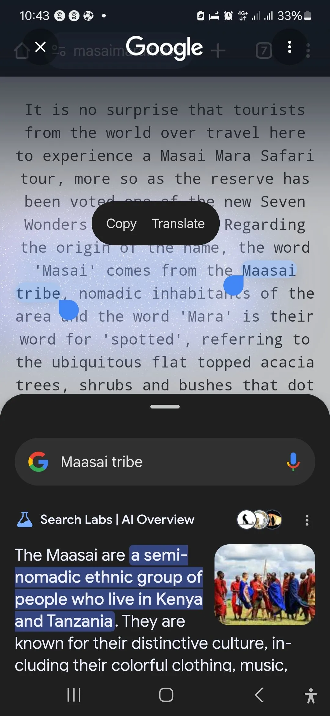 Circle to Search hiển thị thông tin chi tiết về văn bản được khoanh tròn