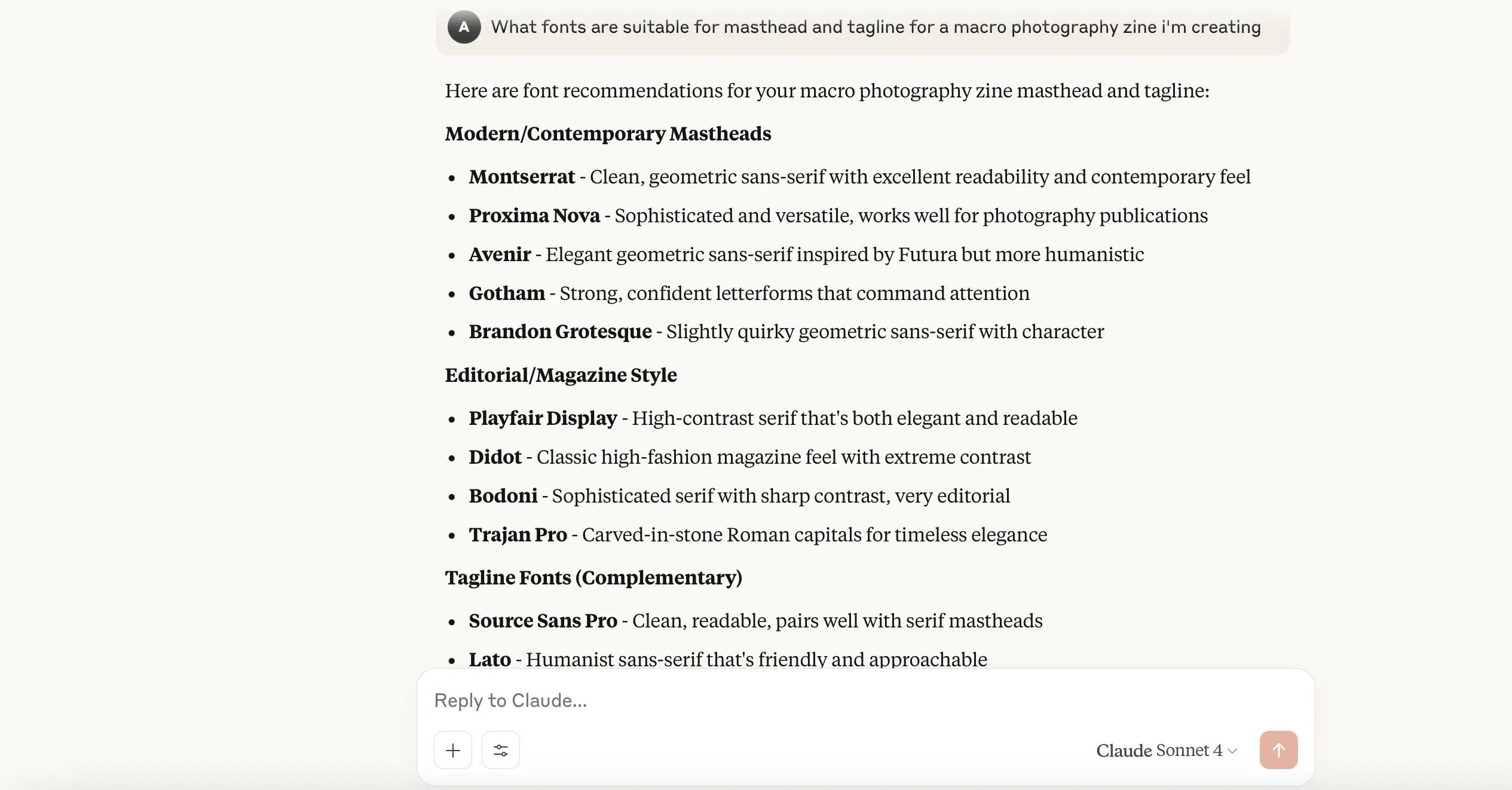 Claude AI đề xuất ý tưởng typography cho ấn phẩm nhiếp ảnh macro